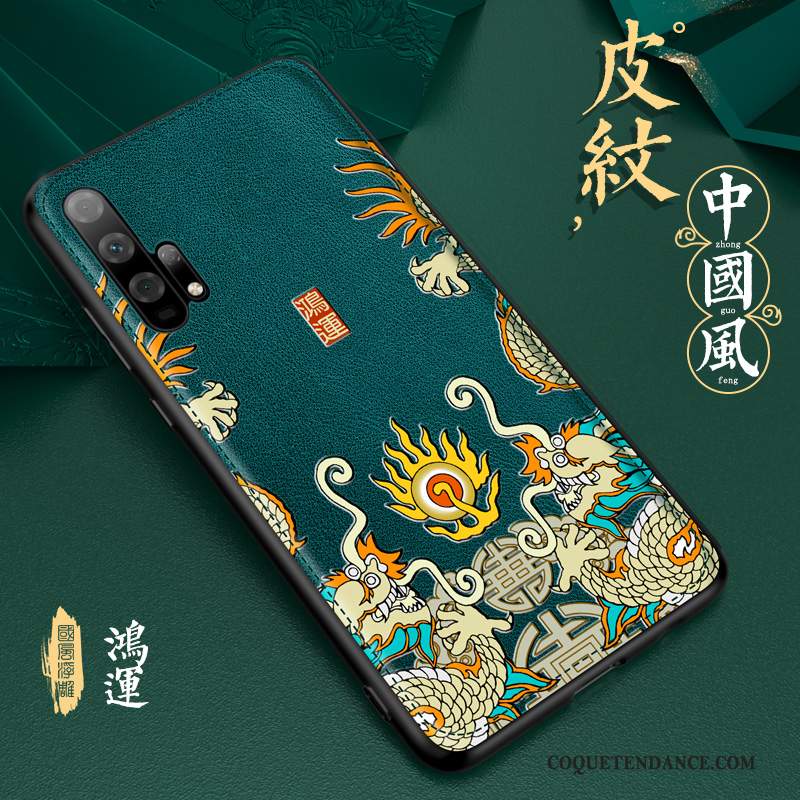 Honor 20 Pro Coque Gaufrage Style Chinois Cuir Incassable Tendance