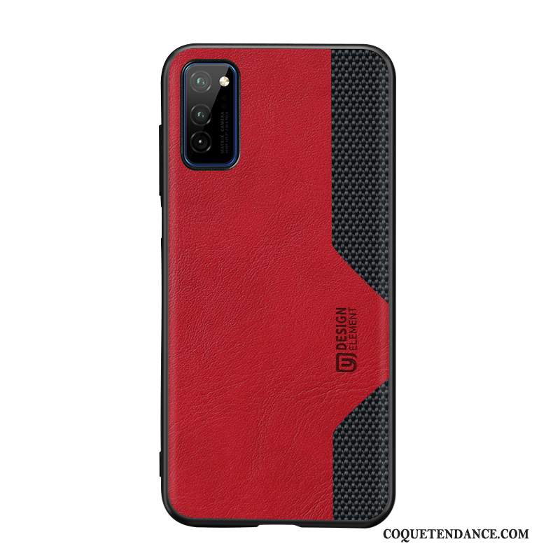 Honor View30 Coque Rouge Étui Protection Silicone Cuir