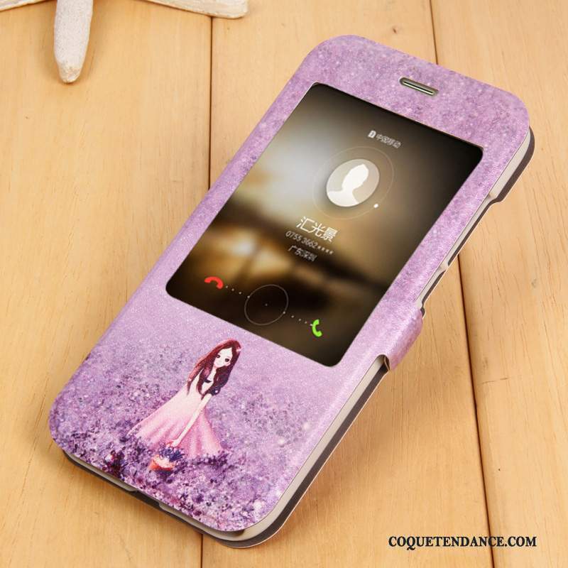 Huawei G7 Plus Coque Réveillez-vous Clamshell Violet Étui De Téléphone