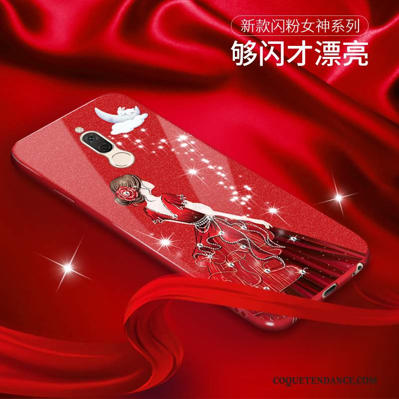 Huawei Mate 10 Lite Coque Lumineuses Fluide Doux Rouge Étui Rose