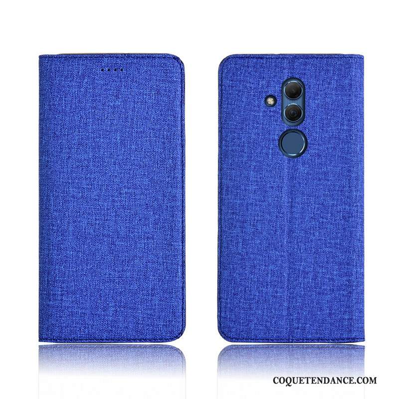 Huawei Mate 20 Lite Coque Bleu Cuir Véritable Fluide Doux Étui Protection