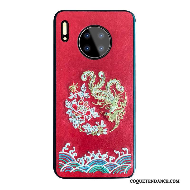 Huawei Mate 30 Coque De Téléphone Amoureux Broderie Silicone Rouge