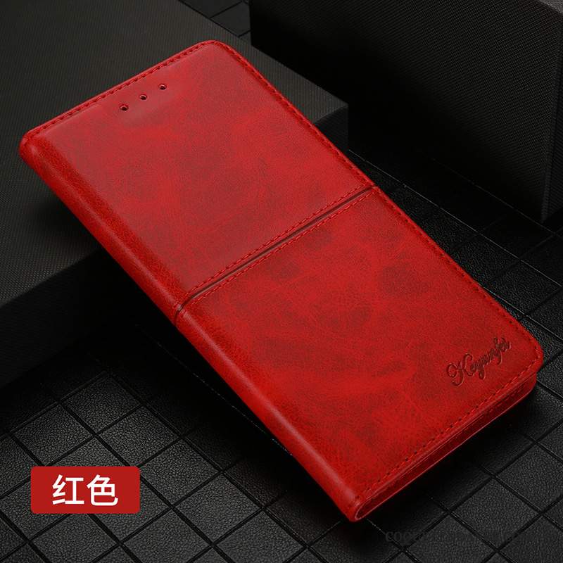 Huawei Mate 30 Pro Coque Rouge Étui En Cuir Carte Incassable De Téléphone