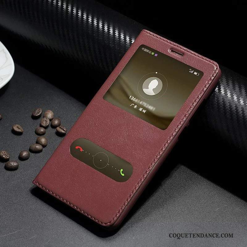 Huawei Mate 9 Coque Housse De Téléphone Vin Rouge Cuir Protection