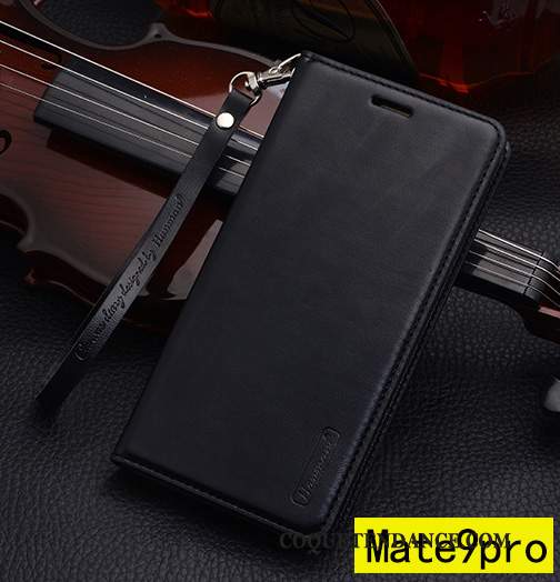 Huawei Mate 9 Pro Coque Étui En Cuir De Téléphone Cuir Véritable Noir Protection