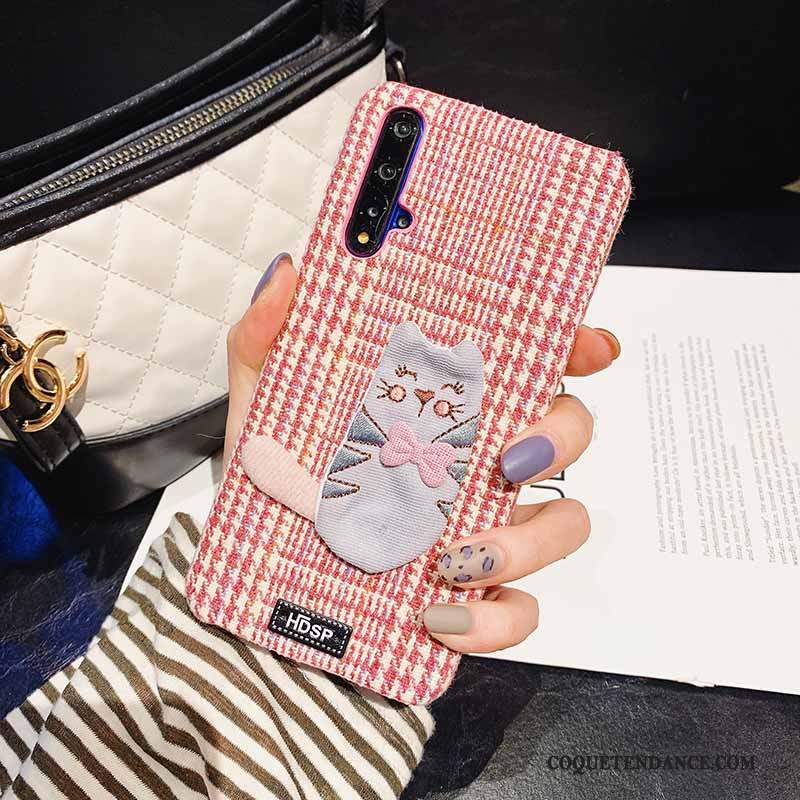 Huawei Nova 5t Coque Peluche Mode Rose Personnalité Tissu