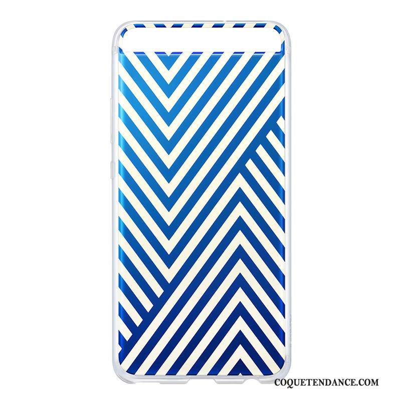 Huawei P10 Coque Transparent Étui Authentique Bleu Silicone
