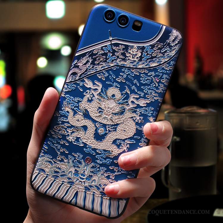 Huawei P10 Plus Coque Incassable Délavé En Daim Très Mince Bleu Silicone