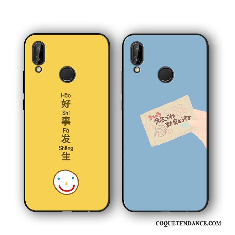 Huawei P20 Lite Coque Fluide Doux Protection Jaune Souriant Silicone