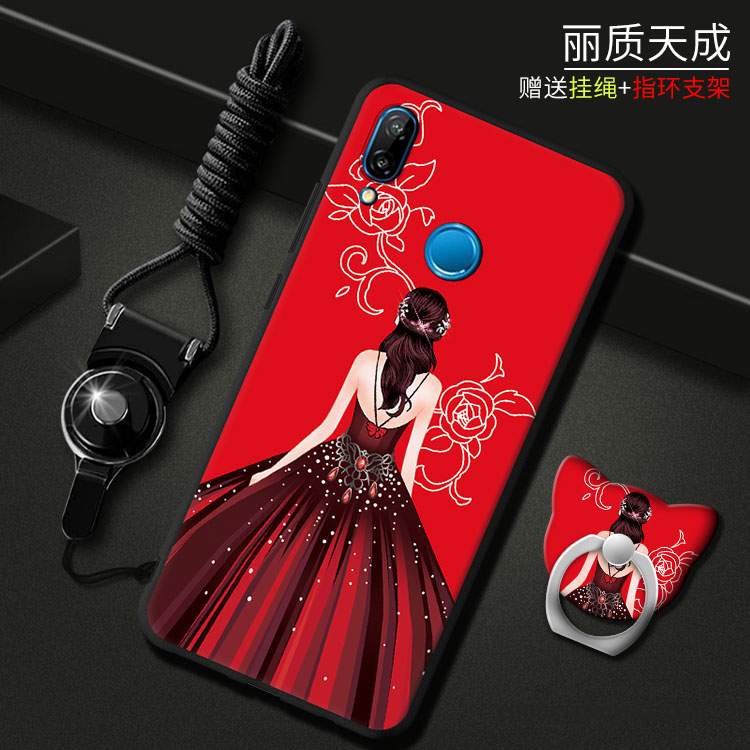 Huawei P20 Lite Coque Étui Silicone Fluide Doux Jeunesse Rouge