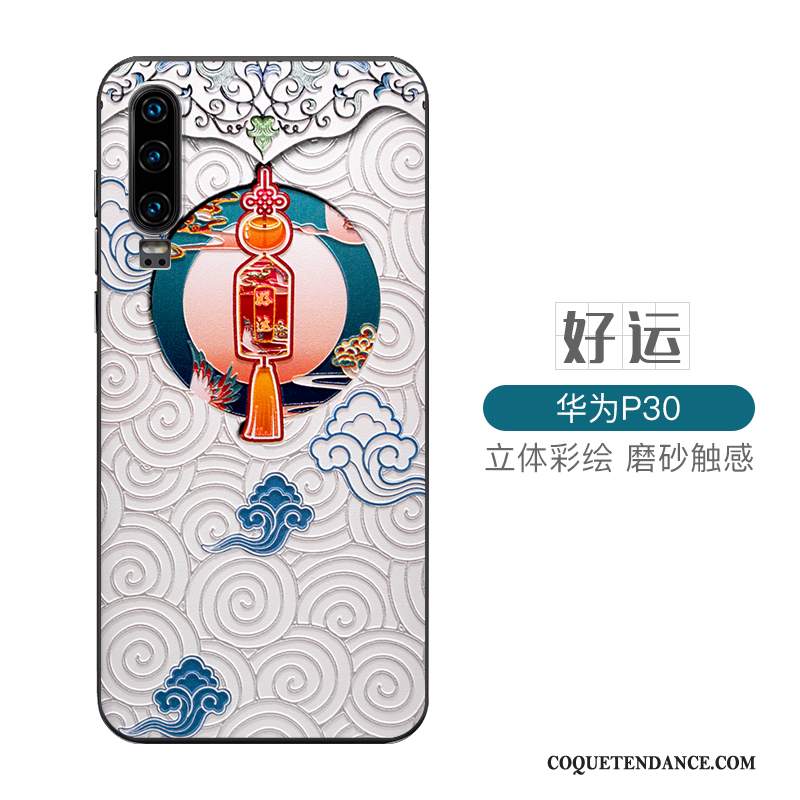 Huawei P30 Coque Créatif Délavé En Daim Style Chinois Tout Compris Difficile