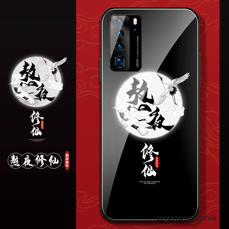 Huawei P40 Coque Noir Marque De Tendance Silicone De Téléphone Créatif