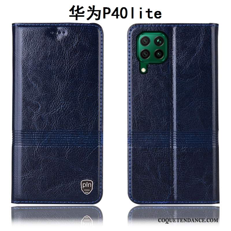 Huawei P40 Lite Coque De Téléphone Incassable Étui En Cuir Tout Compris Bleu