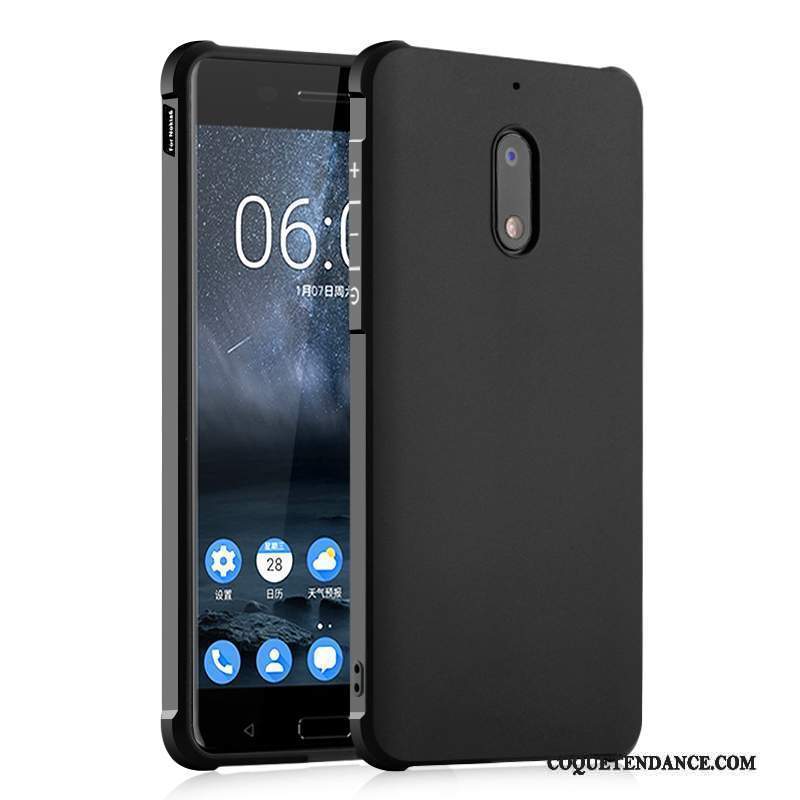 Nokia 6 Coque Simple Protection Noir Délavé En Daim Incassable