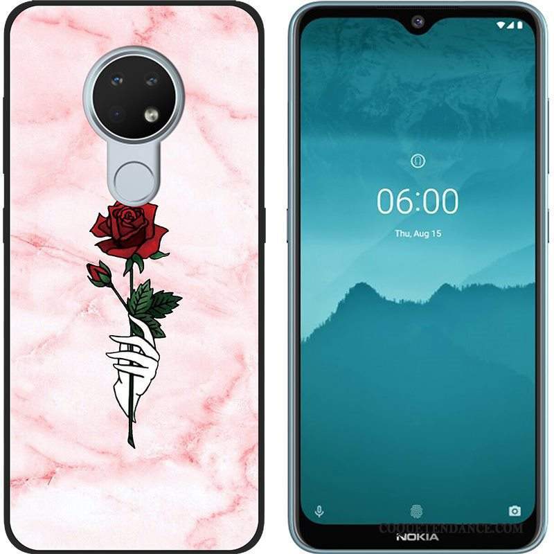 Nokia 7.2 Coque Fluide Doux Noir Rose Peinture