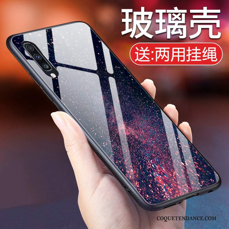 Samsung Galaxy A50 Coque Noir Net Rouge Protection Personnalité