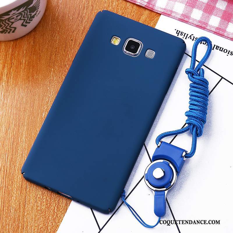 Samsung Galaxy A7 2015 Coque Difficile Bleu Incassable Délavé En Daim Étui