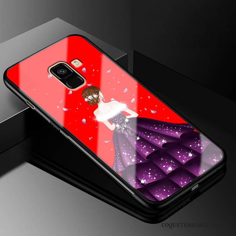 Samsung Galaxy A8 2018 Coque Violet Verre De Téléphone Personnalité Étui