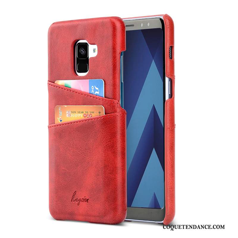 Samsung Galaxy A8 2018 Coque Étui Rouge De Téléphone Cuir Carte