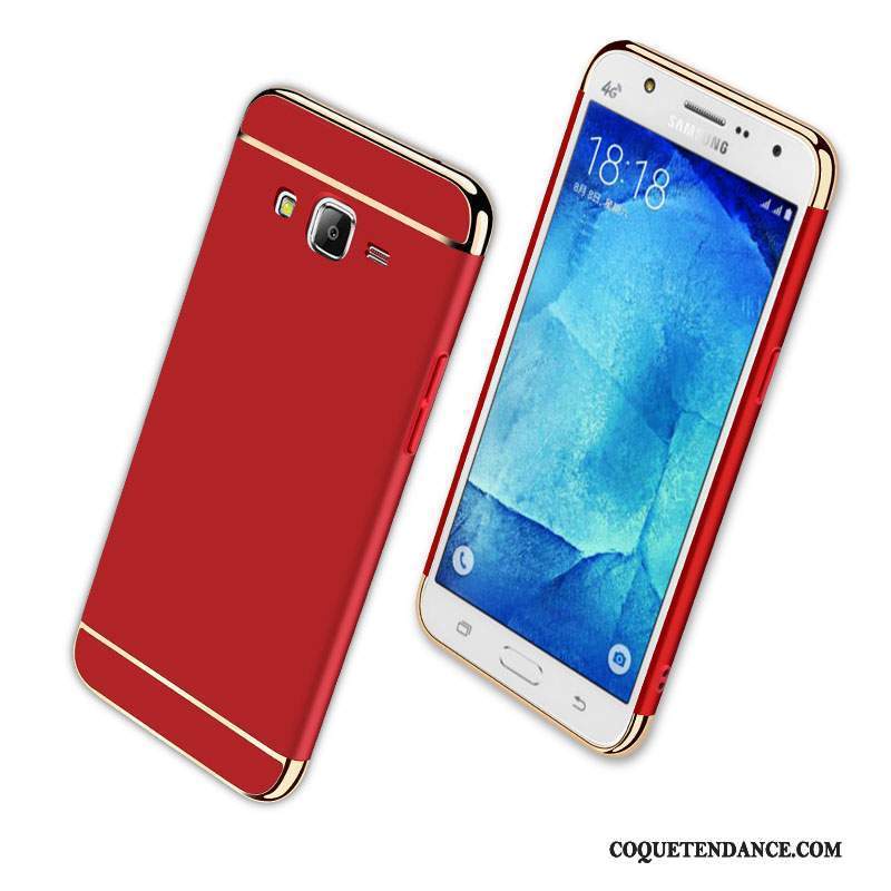 Samsung Galaxy J7 2015 Coque Protection Rouge Délavé En Daim Étui