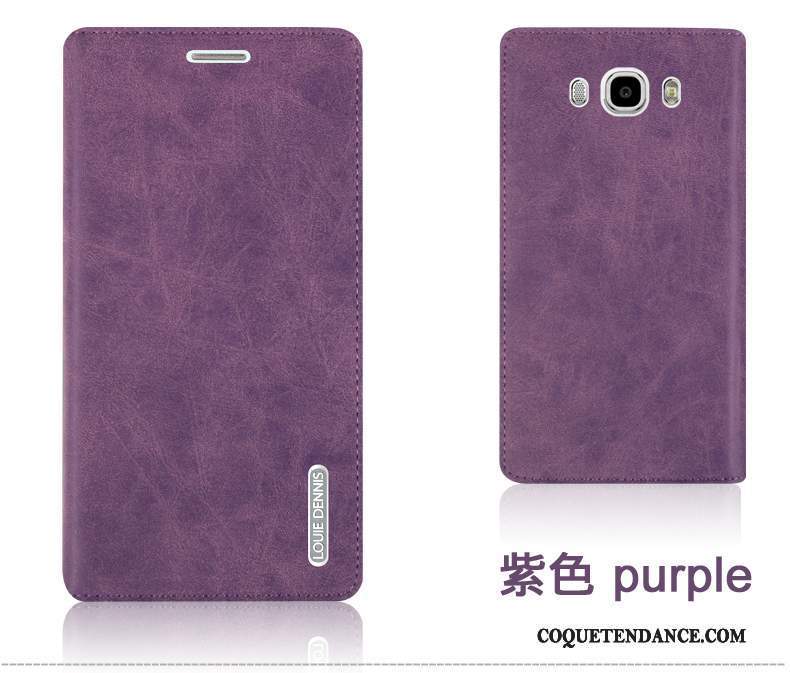 Samsung Galaxy J7 2016 Coque Incassable Durable Étui En Cuir Violet