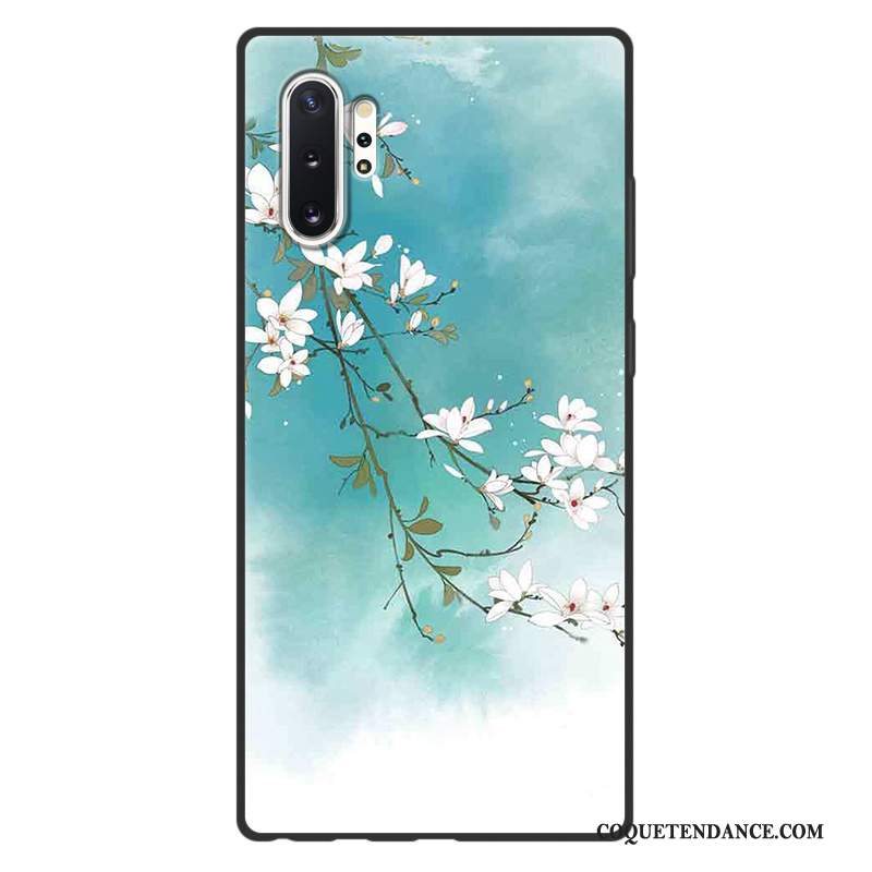 Samsung Galaxy Note 10+ Coque Art Style Chinois Vintage Vert Protection