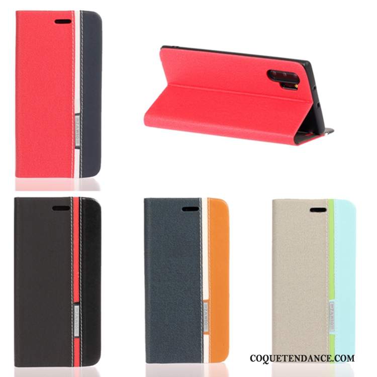 Samsung Galaxy Note 10+ Coque Rouge Fluide Doux Protection Étui En Cuir