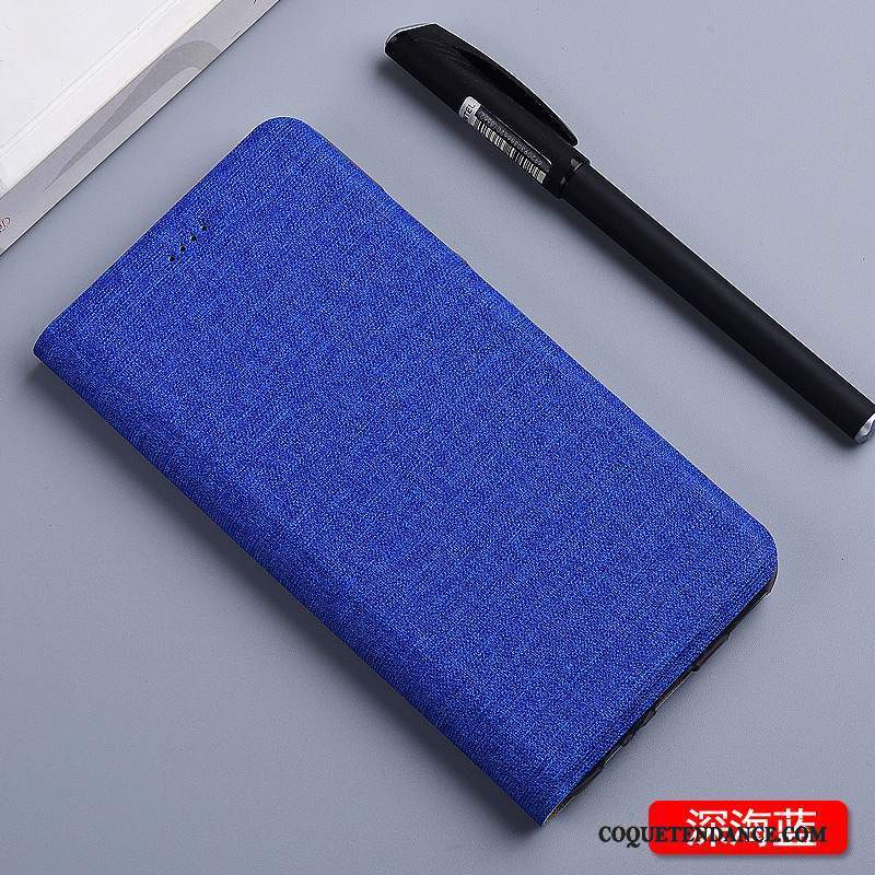 Samsung Galaxy Note 3 Coque Bleu Lin Incassable Étui En Cuir Housse