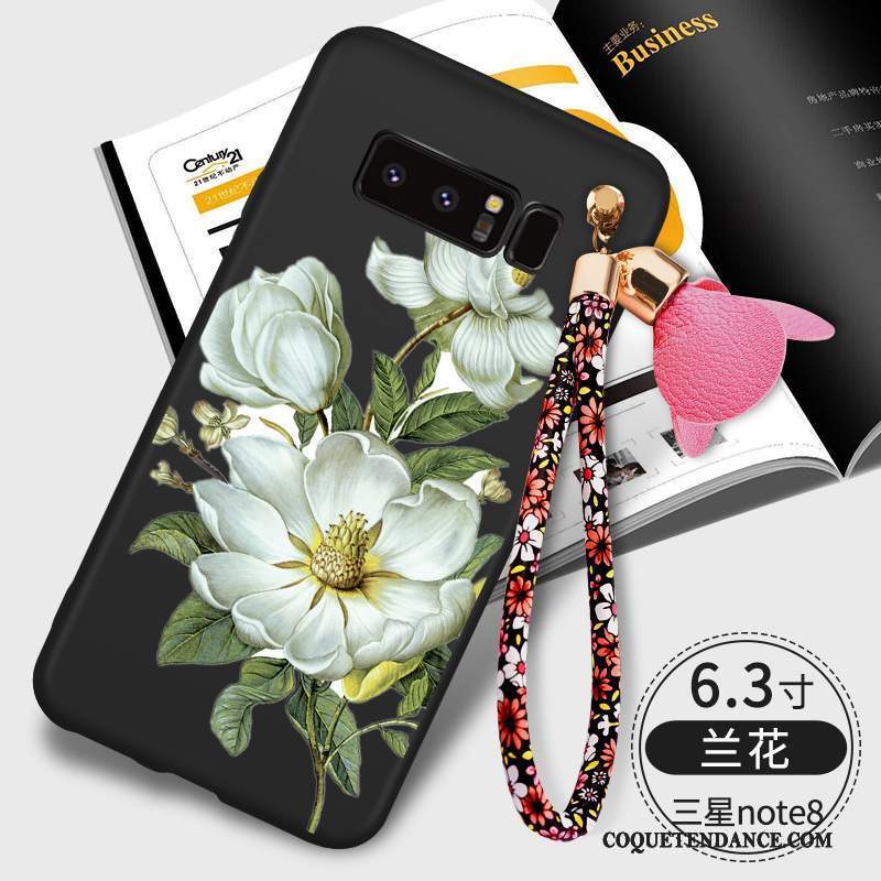 Samsung Galaxy Note 8 Coque Fluide Doux Silicone Ornements Suspendus Incassable Noir