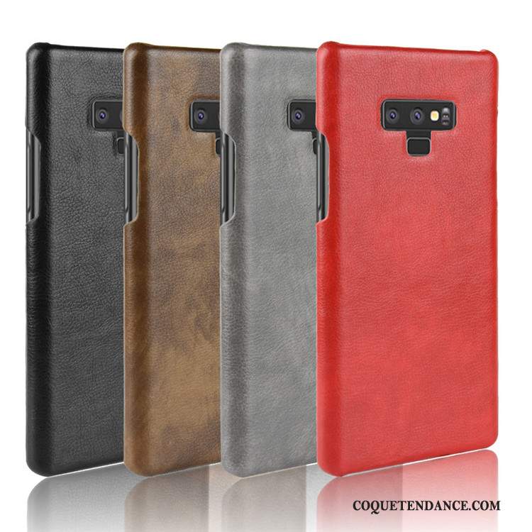 Samsung Galaxy Note 9 Coque Protection Rouge Cuir Litchi