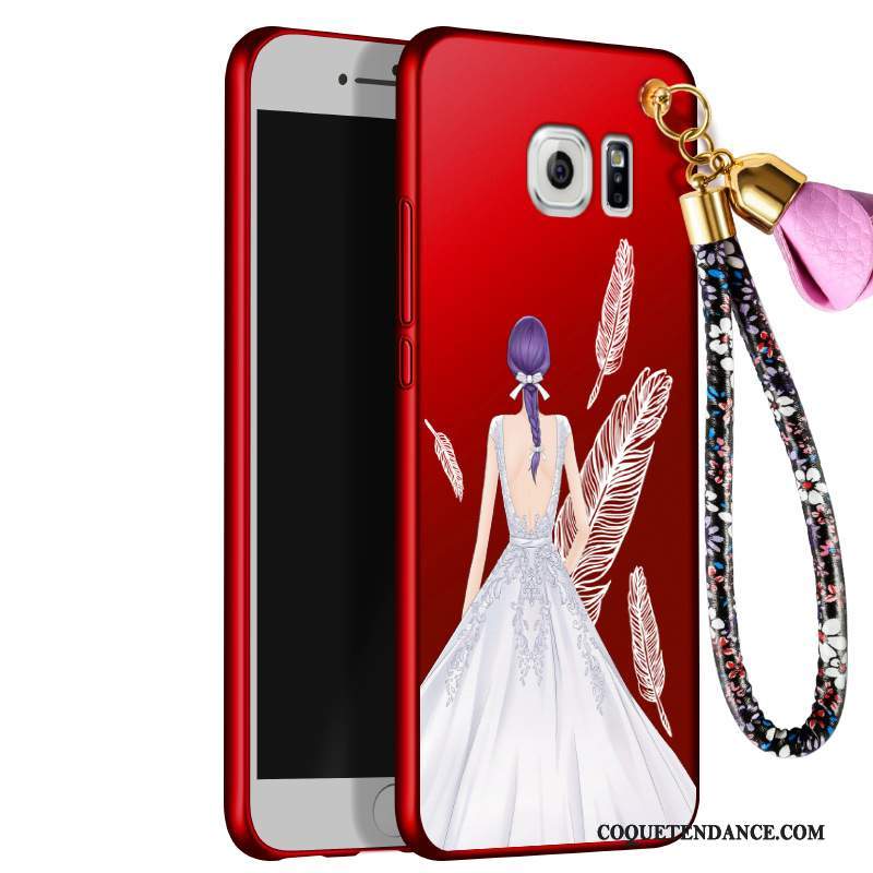 Samsung Galaxy S6 Edge + Coque Silicone Incassable Protection Rouge Étui