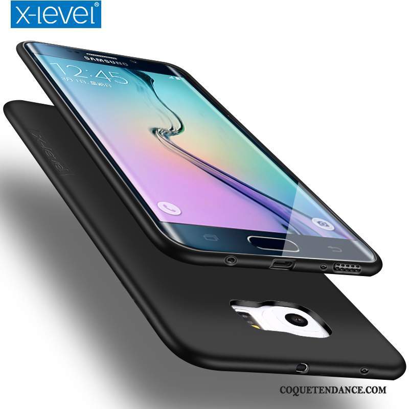 Samsung Galaxy S6 Edge Coque Silicone Étui Fluide Doux Noir Tout Compris
