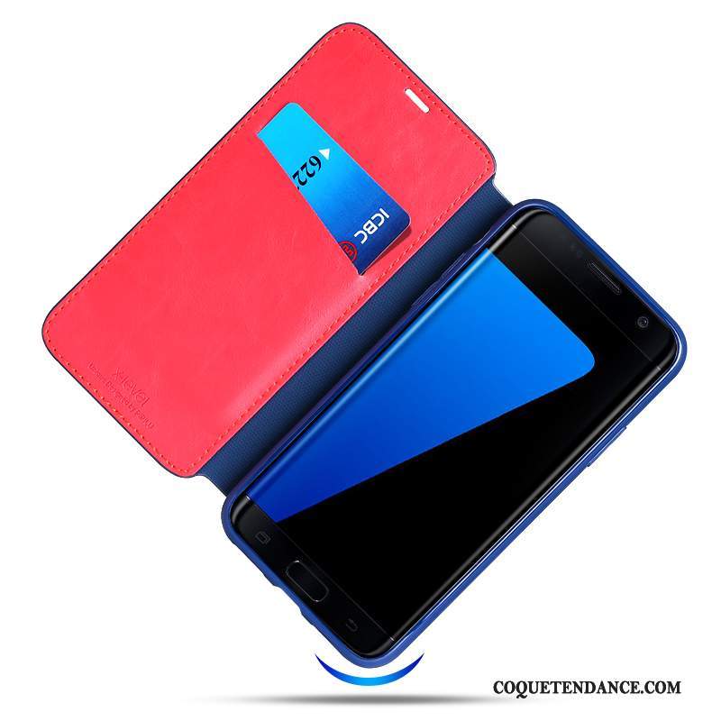 Samsung Galaxy S7 Coque Bleu Incassable Étui Étui En Cuir De Téléphone