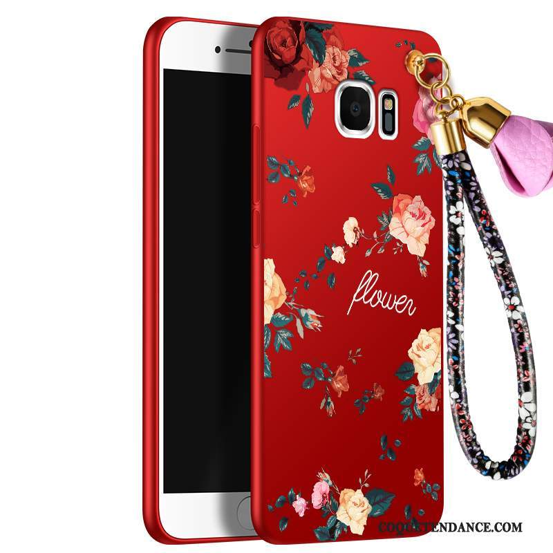 Samsung Galaxy S7 Coque Délavé En Daim Rouge Fluide Doux De Téléphone Étui