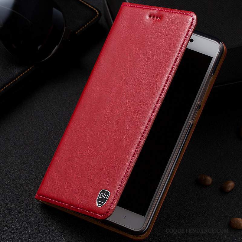 Samsung Galaxy S8 Coque Rouge Cuir Véritable Protection Étui De Téléphone