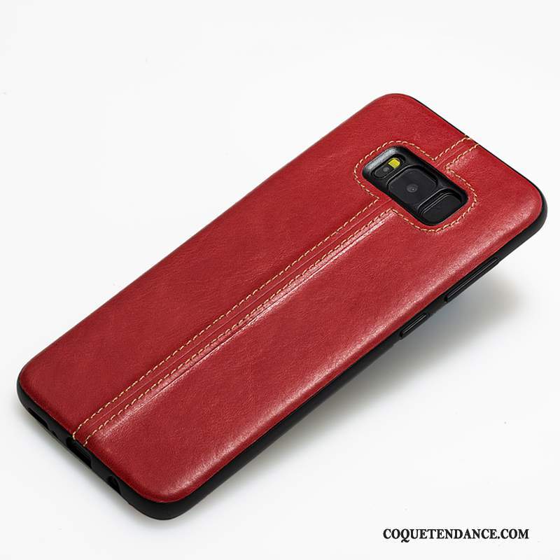 Samsung Galaxy S8+ Coque Rouge Étui En Cuir Cuir Véritable Silicone De Téléphone