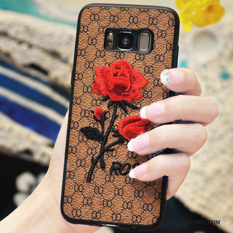 Samsung Galaxy S8 Coque Silicone Étui Style Chinois Rose