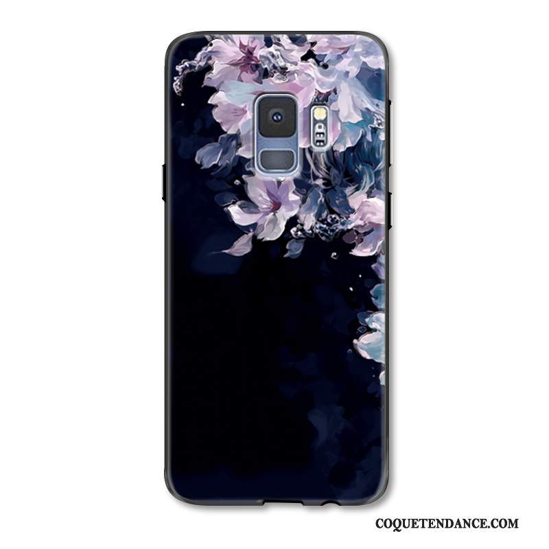 Samsung Galaxy S9 Coque Chat Fleur Dessin Animé Protection Gaufrage