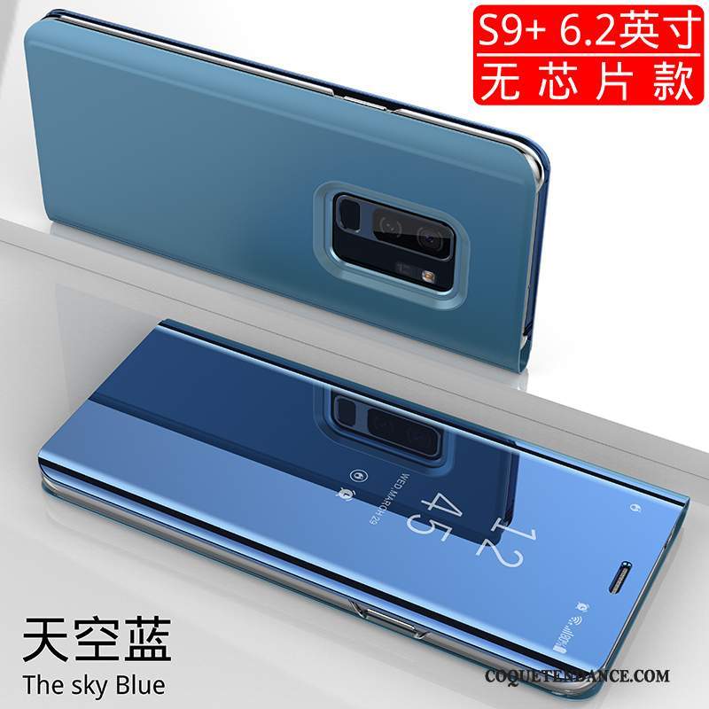 Samsung Galaxy S9+ Coque Miroir Étui En Cuir Bleu Incassable Bleu Marin