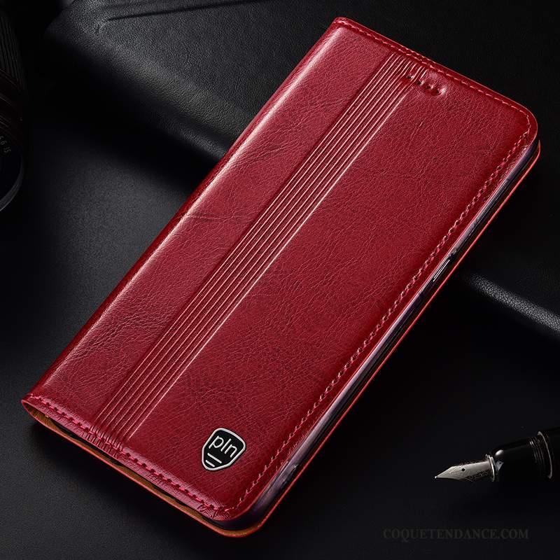 Sony Xperia L3 Coque Modèle Fleurie De Téléphone Rouge Cuir Véritable Étui