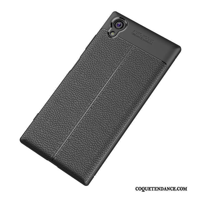 Sony Xperia Xa1 Plus Coque De Téléphone Incassable Fluide Doux Noir Cuir