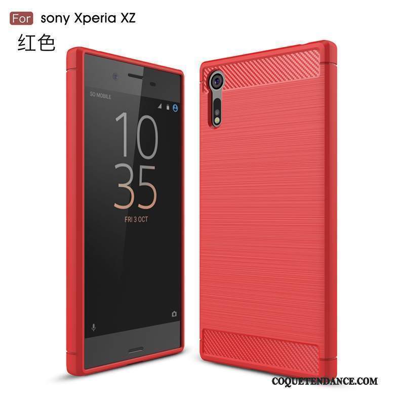 Sony Xperia Xz Coque Rouge Fibre De Téléphone Tendance