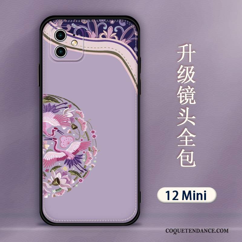 iPhone 12 Mini Coque Personnalité Tout Compris Gaufrage Style Chinois Ornements Suspendus