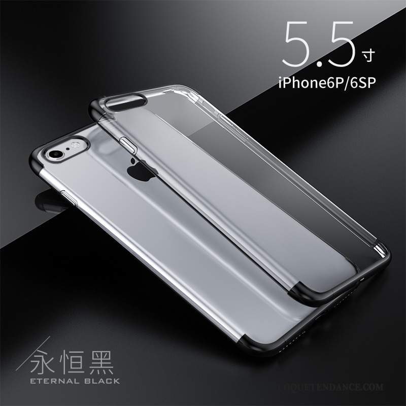 iPhone 6/6s Plus Coque Fluide Doux Placage Tout Compris Incassable Noir
