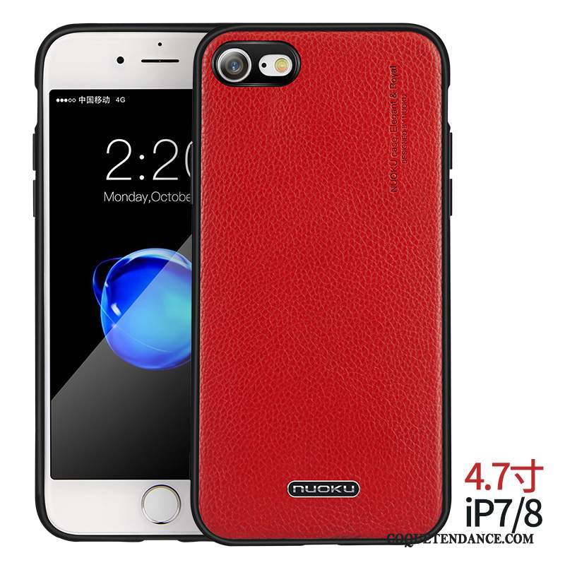 iPhone 7 Coque Cuir Véritable Étui Rouge Protection De Téléphone