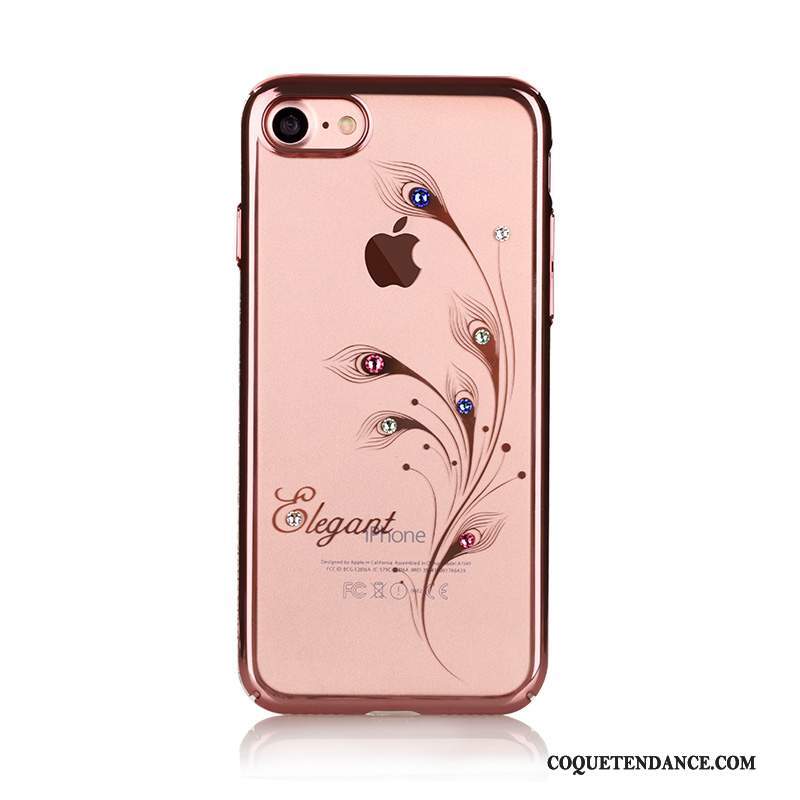 iPhone 7 Plus Coque Rose Transparent Nouveau Protection Strass