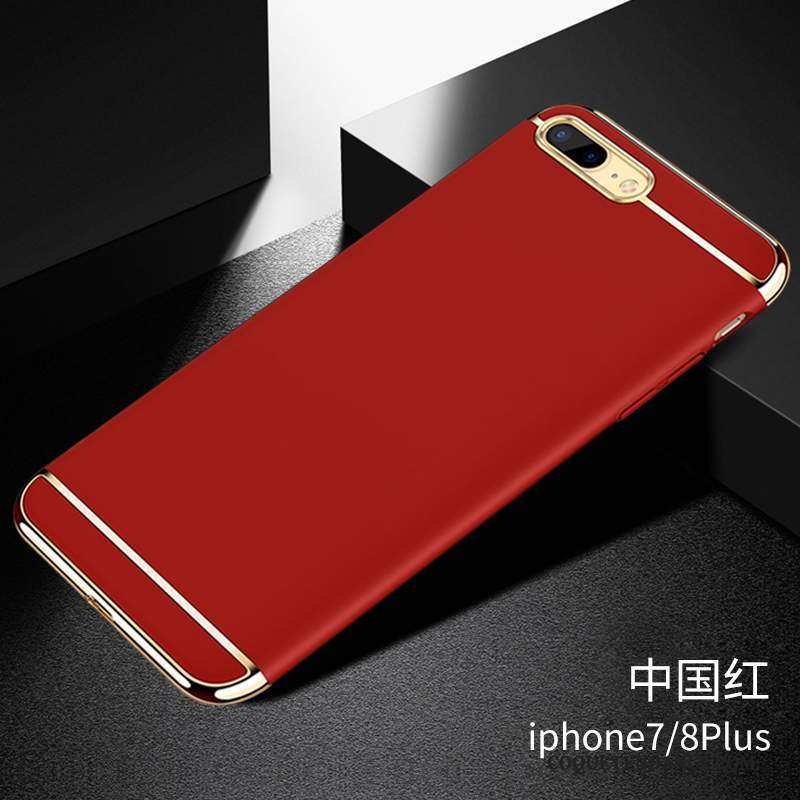 iPhone 8 Plus Coque Difficile Noir Délavé En Daim À Bord Rouge