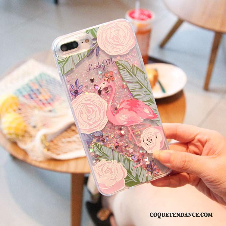 iPhone 8 Plus Coque Oiseau Fleurs De Téléphone Rose Multicolore