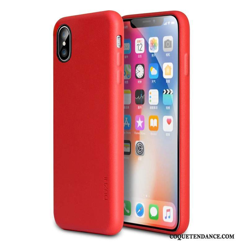 iPhone X Coque Rouge Étui Tendance Étui En Cuir Protection