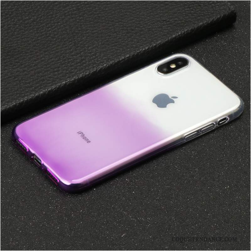 iPhone X Coque Transparent Luxe Violet Strass